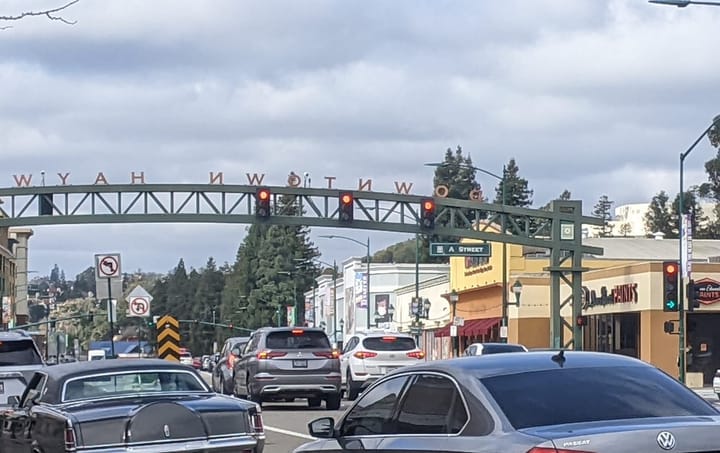 Photograph of A Street and Foothill Boulevard in Hayward, CA.